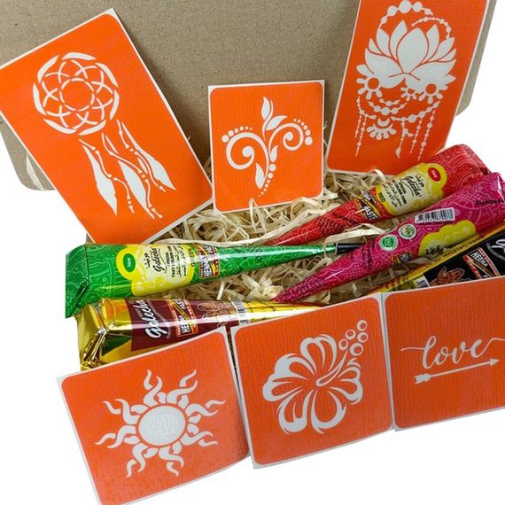 Набір кольорової хни з трафаретами для біо-тату №1 color-henna-set-01 | Зображення 1