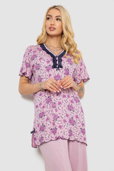 Пижама женская с принтом  -уценка, цвет сиреневый, 243R6971-U-1 | Зображення 1