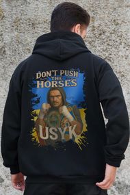 Утеплене зіп худі на флісі зіпер з принтом Dont Push The Horse Without Kane Black
