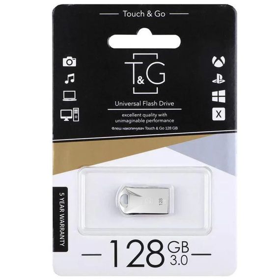 Флеш-драйв USB 3.0 Flash Drive T&G 106 Metal Series 128GB Срібний | Зображення 1
