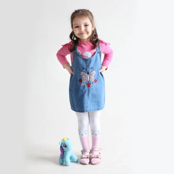 Колготи для дівчинки Twinsocks 86-92, 98-104, 110-116 білі з рожевою мишкою