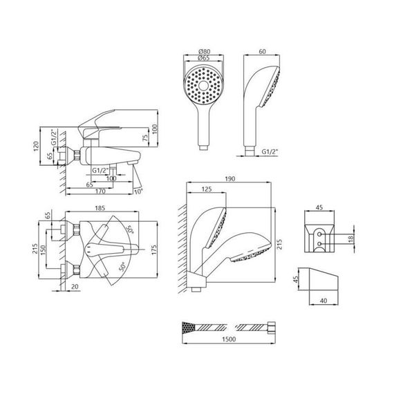 Змішувач для ванни Lidz Anny 006 (з душовим гарнітуром) (k40) LDANN006CRM35121 Chrome | Зображення 1