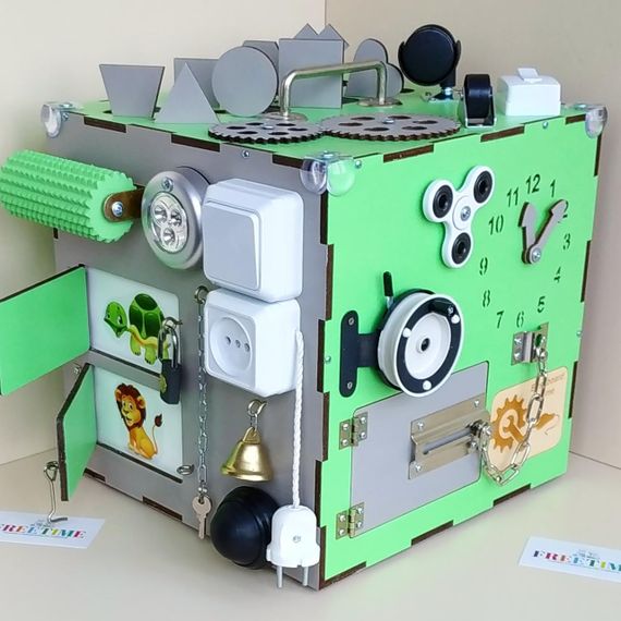 Бизикуб / бизиборд / busyboard. Найкращий подарунок для вашої дитини. (салатово-сірий) Суперціна!!! | Зображення 3