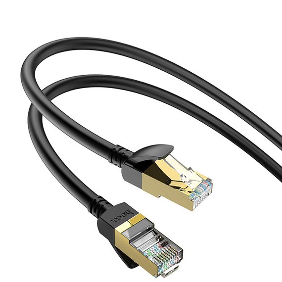 Кабель (патч-корд) Hoco US02 Level pure copper gigabit ethernet (3m) Black | Зображення 3