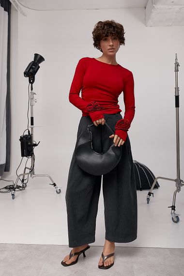 Еластичний лонг з трояндами - темно-червоний цвет, ONE SIZE (є розміри) | Зображення 2