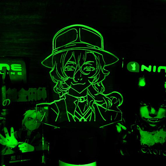 Акриловый светильник-ночник Чуя Накахара 2 зеленый tty-n001907