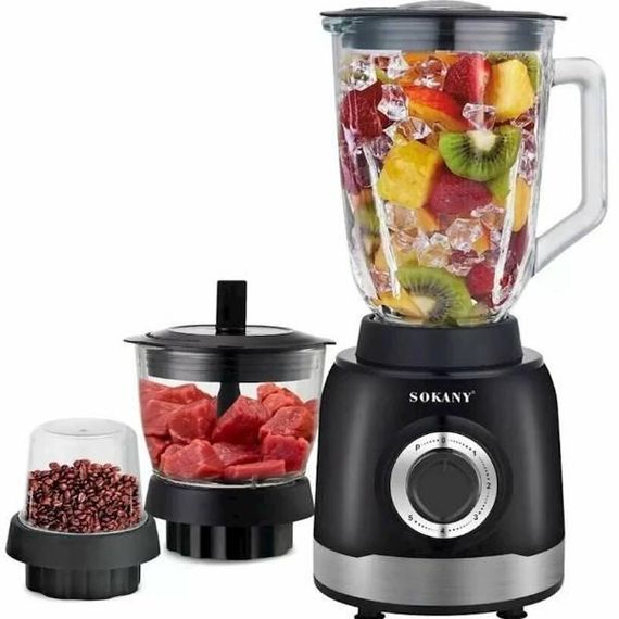 Блендер з кавомолкою та подрібнювачем 1000Вт SOKANY SK-JB-178 Чорний