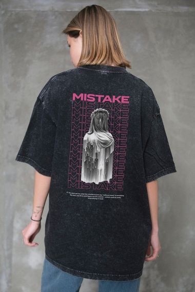 Виварена Оверсайз Футболка Without Washed З Принтом Mistake Black | Зображення 3