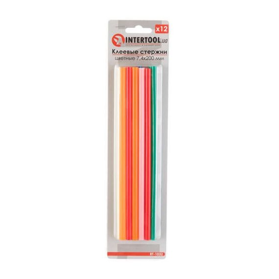 Комплект стрижнів клейових кольорових 7,4*200 мм, 12 од. INTERTOOL RT-1032