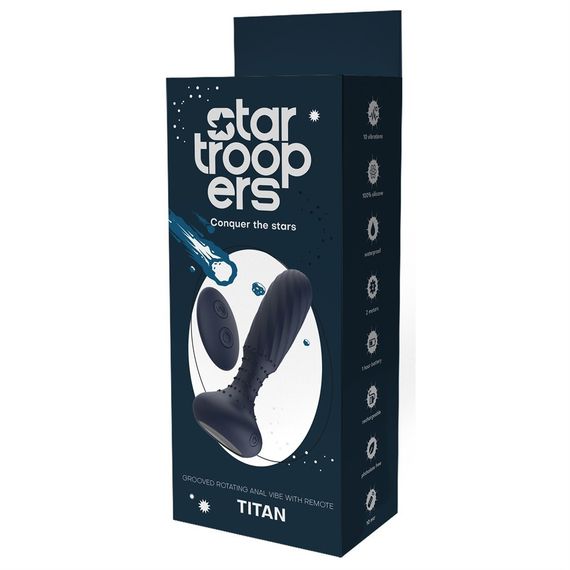 Анальный вибратор с пультом Dream Toys Startroopers Titan с вращающимися шариками, синий Sex Aura | Зображення 1