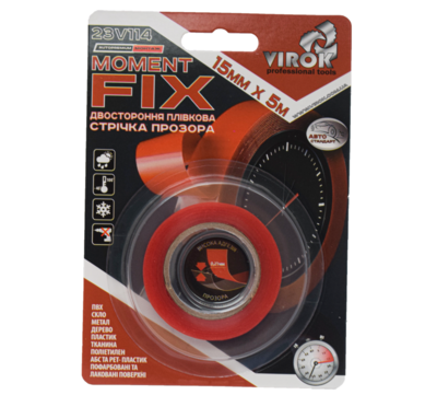 Стричка 2-стороння пливкова VIROK Moment Fix: 15 мм х 5 м VR-23V114
