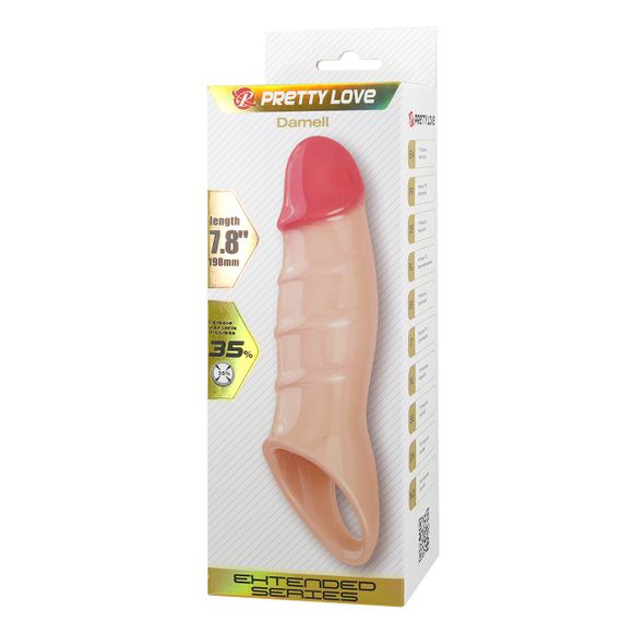 Насадка-подовжувач на пеніс PRETTY LOVE Damell Penis Sleeve, TPE, тілесний колір Sex Aura | Зображення 2