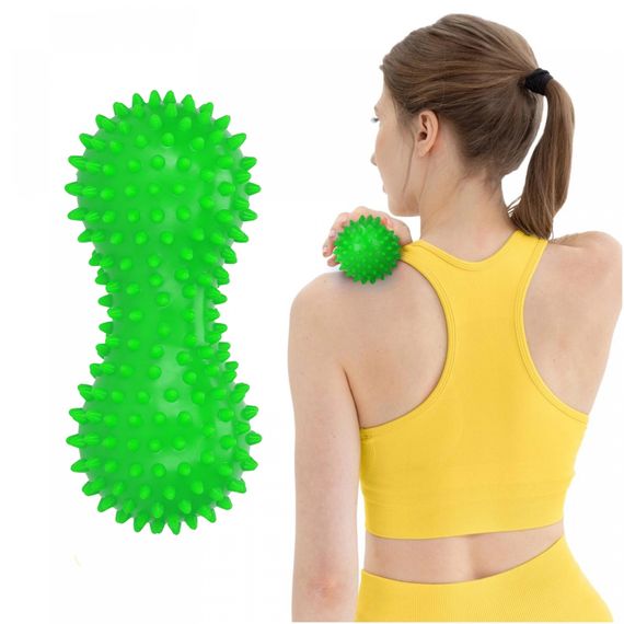 Масажний м'яч подвійний з шипами 4FIZJO Spike+ 7 x 16 см Green (P-5905973403351) | Зображення 5