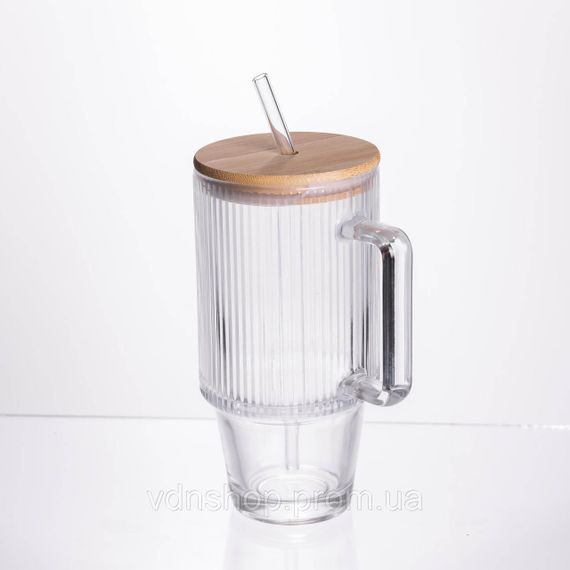 Кружка скляна з кришкою і трубочкою 750 (мл) HP-19-48 | Зображення 1