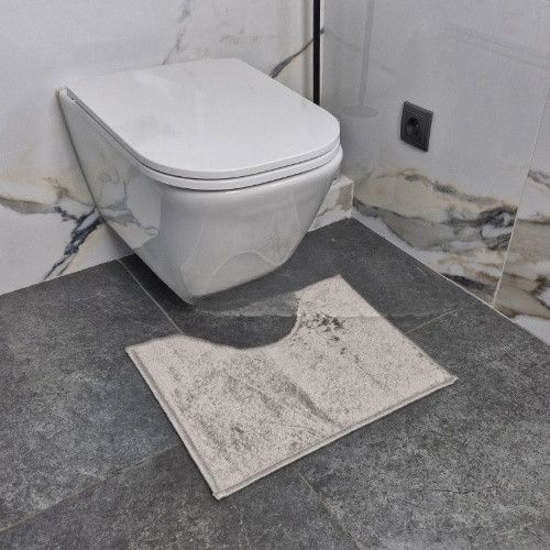 Набір килимків для ванної кімнати 2шт 50*80см+40*50см U-виріз Ромб Smile світло-сірий поліпропілен Дариана | Зображення 2