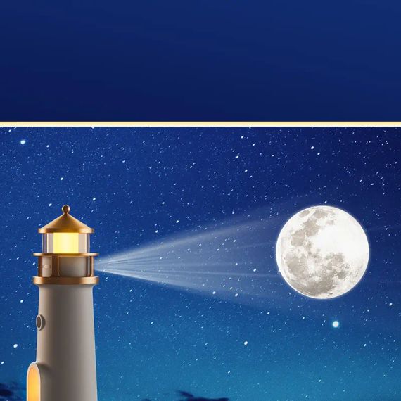 Ночник маяк с проекцией луны  LightHouse проектор луны с аккумулятором | Зображення 4