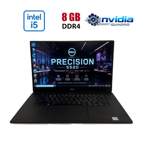 Мобільна робоча станція Dell Precision 5520 / 15.6" (1920x1080) IPS / Intel Core i5-7300HQ (4 ядра по 2.5 - 3.5 GHz) / 8 GB DDR4 / 256 GB SSD M2 NVMe / nVidia Quadro M1200, 4 GB GDDR5, 128-bit / WebCam б/в