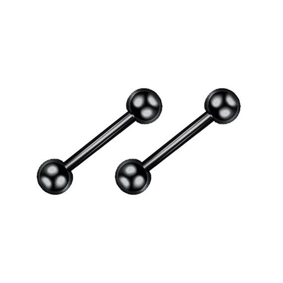 Женские мужские черные серьги гвоздики шарики с двух сторон из нержавеющей стали в гот панк стиле 4 мм