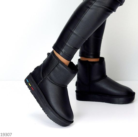 Молодежные черные низкие угги натуральная кожа флотар | Зображення 1