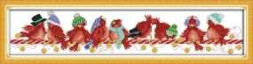 Набір для вишивання за нанесеною на канву схемою "Christmas birds 2".AIDA 14CT printed , 70*17 см