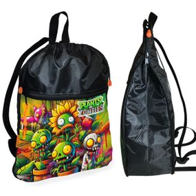 Рюкзак-мішок для взуття, спортивної форми Рослини Проти Зомбі дитяча сумка для змінки з розширювачем (01377)