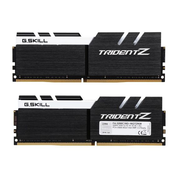 Модуль пам'яті для комп'ютера DDR4 16GB (2x8GB) 3200 MHz Trident Z Black H/White G.Skill (F4-3200C16D-16GTZKW) | Зображення 1