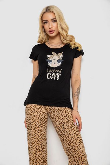 Піжама жіноча з принтом, колір чорний, 243R7122 | Зображення 1