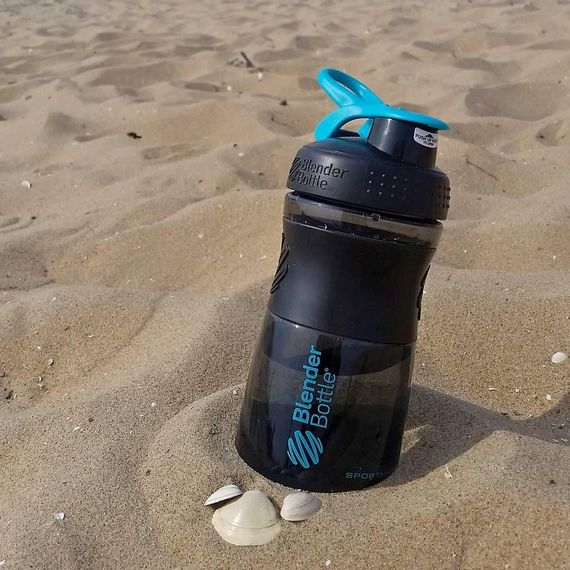 Шейкер спортивний (пляшка) BlenderBottle SportMixer Flip 20oz/590ml Black/Teal | Зображення 8
