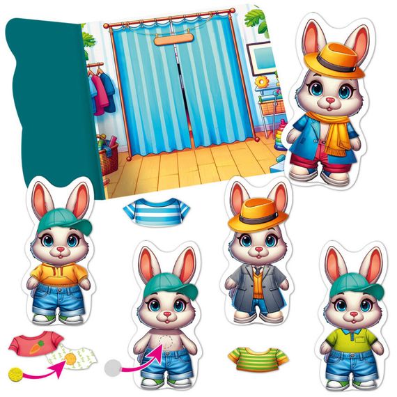 Гра розвиваюча з липучками "Зайчик" VT1320-04, 10 елементів одягу | Зображення 1