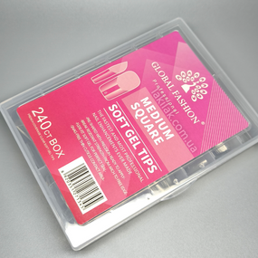 Гелеві тіпси для нарощення №02 240шт (середній квадрат) в боксі