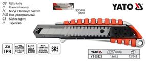 Нож YATO Польща ниж висувне лезо h=18 мм SK5 Zn/TPR/ABS YT-75122