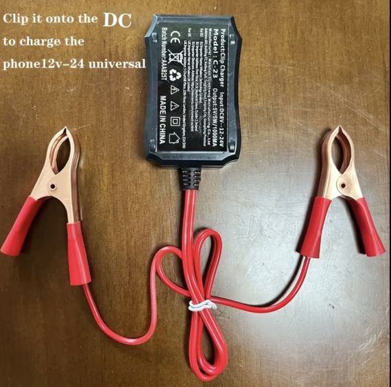 Адаптер питания 12V/24V на 5V с 3 USB-портами и зажимами для аккумулятора для аварийной зарядки телефонов. | Зображення 8