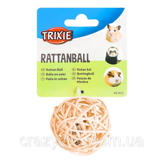 Игрушка для грызунов Trixie Шарик из лозы со звонком 6 см (61822) | Зображення 1