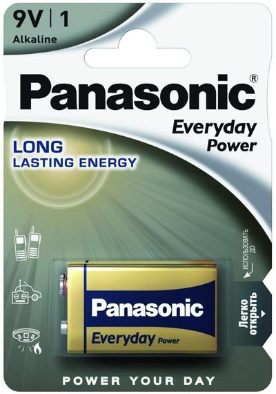 Батарейка Panasonic EVERYDAY POWER щелочная 6LR61(6LF22, MN1604, MX1604) блистер, 1 шт. (6LR61REE/1B)