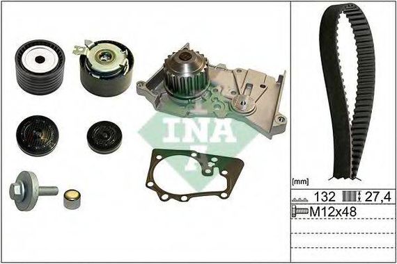 Комплект ременя ГРМ з водяним насосом (Вир-во INA) INA 530064030 на RENAULT KANGOO Rapid (FC0/1_)