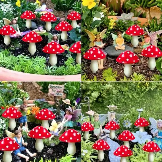 Декоративна гірлянда «Мухомори» із сонячною батареєю, 8 режимів свічення 6 шт | Зображення 1