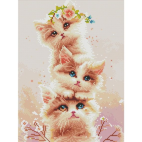 Алмазная мозаика "Три котенка" RDBS7015, 30х40 см