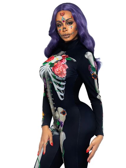 Комбінезон скелет із квітковим принтом Leg Avenue Floral skeleton catsuit S | Зображення 2