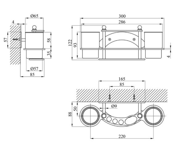 Склянка подвійна з тримачем зубних щіток для ванної кімнати Kroner KRM Rizze - ACC311 (CV022906) | Зображення 1
