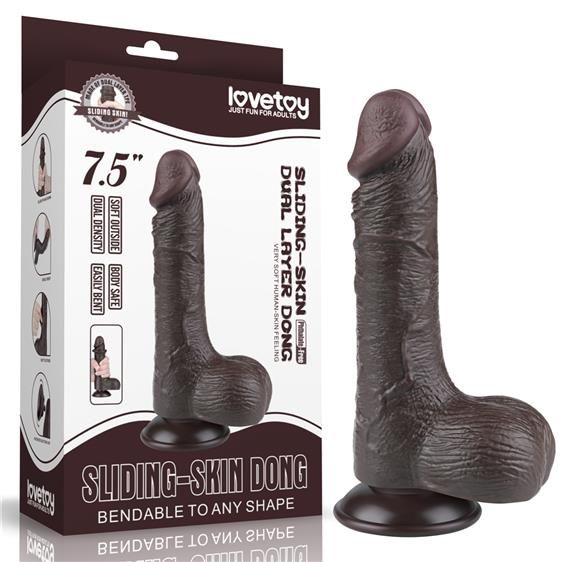 Фалоімітатор - Sliding-Skin Dual Layer Dong 7.5" Black #3