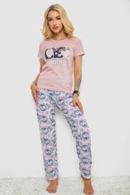 Пижама женская с принтом, цвет пудровый, 243R2523