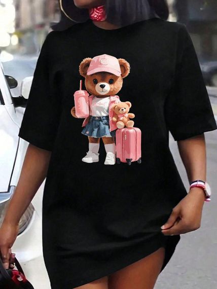 Футболка женская с принтом повседневная S Черная