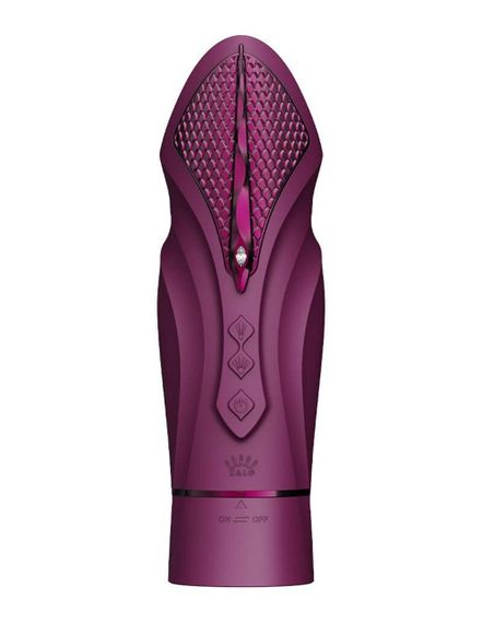 Компактна смарт секс-машина Zalo – Sesh Velvet Purple, 2 насадки, пульт ДК, кристал Swarovski Sex Aura | Зображення 6