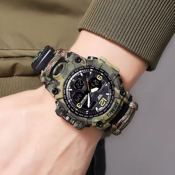 Часы для походов SKMEI 1155BCMGN PARACORD, Часы для рыбалки и походов Армейские противоударное DL-29 | Зображення 3