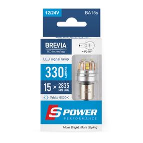 10201X2 BREVIA Лампа світлодіодна Brevia S-Power P21W 330Lm 15x2835SMD 12/24V CANbus, 2шт.