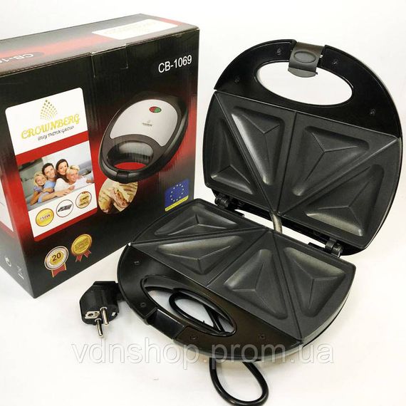 Домашній гриль для шаурми Crownberg Cb-1069, Електровафельница, Електрогриль для стейків ZX-68 | Зображення 3