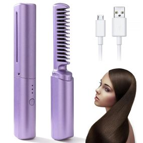 Плойка-гребінець для волосся 2в1, з USB, XL-683 / Випрямляч для волосся / Акумуляторний утюжок
