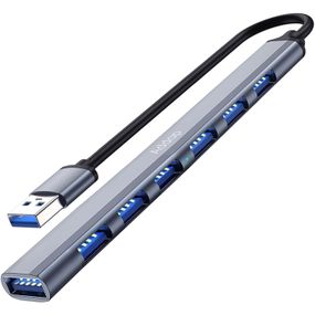 USB-хаб, концентратор / разветвитель для ноутбука Addap UH-04, на 7 портов USB 3.0 + USB 2.0, Gray