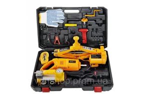 Набір 3 в 1  електрогідравлічний домкрат 2 т + компресор 12 В, 10 А, 35 л/хв. + гайковерт 12 В