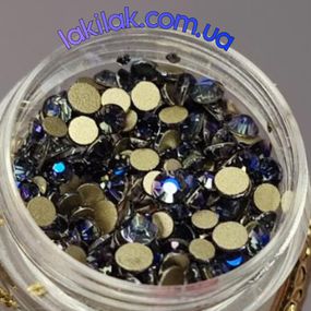 Скляні стрази №7 темно-сині (мікс размірів) в баночці